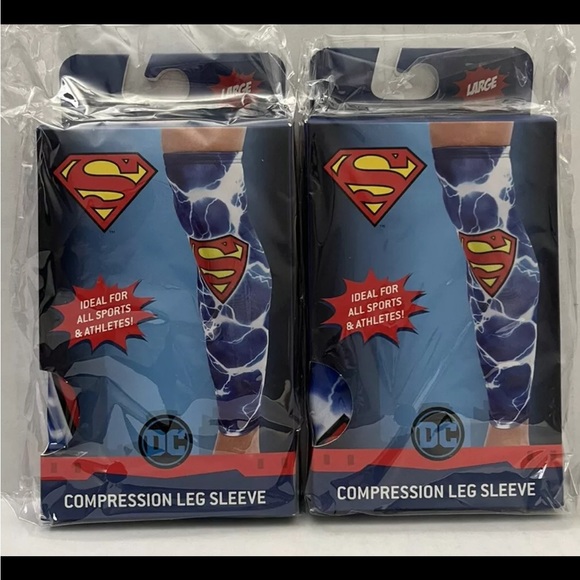 DC Comics Superman Logo Athletic Sports Compression Leg Sleeve Large 2 - Picture 2 of 3